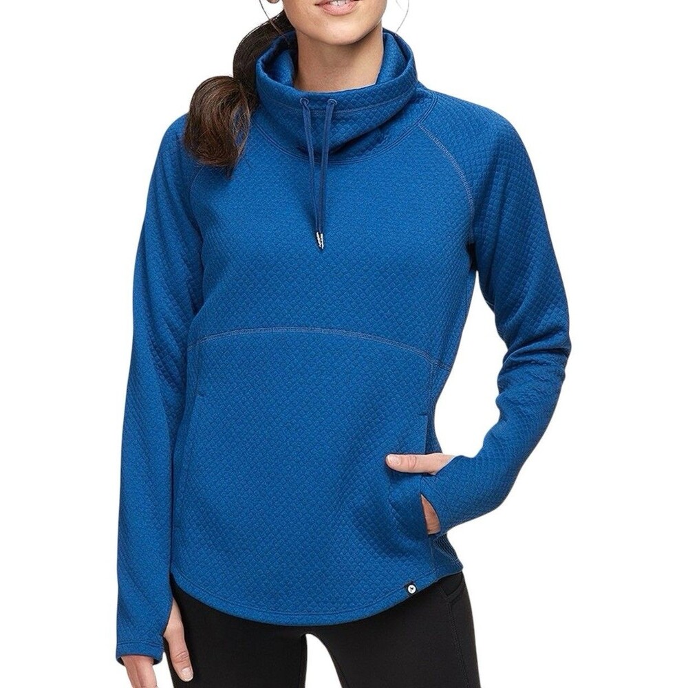 Marmot Annie Pullover Women's Medium Blue Quilted Jacquard Knit Cowl Neck
